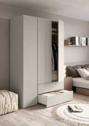 Arte Spacious Cashmere Hinged Wardrobe H2010mm W1300mm D550mm - Modern Design With 3 Doors & 2 Drawers - thumbnail 4