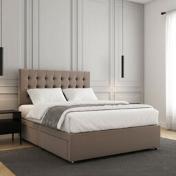 REGIONAL FURNISHINGS Divan Bed Set Luxury Mink Plush Velvet With 24Inch Headboard 2Drawersfootend & Mattress In Double King 4Ft 6Ft Sizes - thumbnail 3