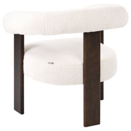 Wyld And Coco Off-White Bouclé Armchair With Rubberwood Legs, Retro Design, W77 X D68 X H76 Cm - thumbnail 6