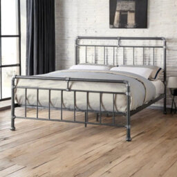 OAT Home Fulham Industrial Scaffold Black Metal Bed Frame -King Size - thumbnail 1