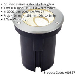 4 Pack Stainless Steel Ip67 Ground Light - 13W Warm White Led - Tilting Head - thumbnail 2
