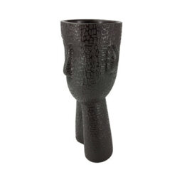 Vanity Living 32.5Cm Black Textured Face Ceramic Vase, Modern Decorative Style Vase For Living Room - thumbnail 5