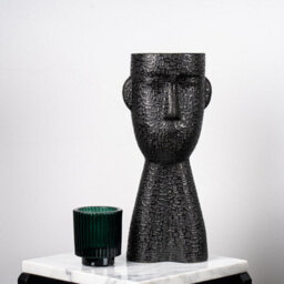 Vanity Living 32.5Cm Black Textured Face Ceramic Vase, Modern Decorative Style Vase For Living Room - thumbnail 4