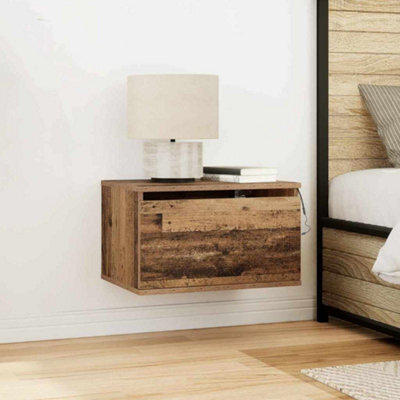 Walplus Wall-Mounted Bedside Cabinet With Old Wood 50 X 36 X 30 Cm - image 1