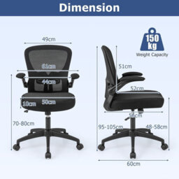 Gainoom Ergonomic Black Office Chair Adjustable Swivel Mesh Task Rocking Chair - thumbnail 2