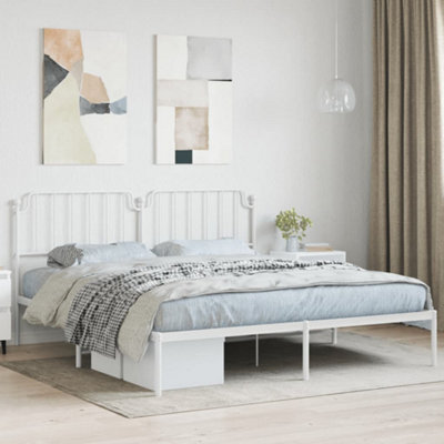 Berkfield Metal Bed Frame Without Mattress With Headboard White 183X213Cm - image 1