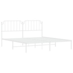 Berkfield Metal Bed Frame Without Mattress With Headboard White 183X213Cm - thumbnail 4