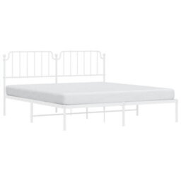 Berkfield Metal Bed Frame Without Mattress With Headboard White 183X213Cm - thumbnail 3