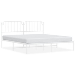 Berkfield Metal Bed Frame Without Mattress With Headboard White 183X213Cm - thumbnail 2