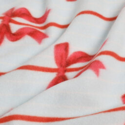 Ohs Festive Bow Print Polar Fleece Soft Warm Throw Blanket - 120 X 150Cm - Blue/red - thumbnail 4