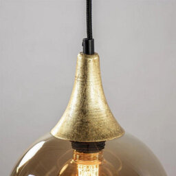 Luminosa Lighting Luminosa Callisto Bar Pendant Ceiling Light Black, Gold Amber Glass Shade 2X E27 - thumbnail 3