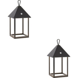 Loops 2 Pack Matt Black Dimmable Table Lamp - Usb Chargeable Led Light - Modern Ip44 Outdoor Hanging