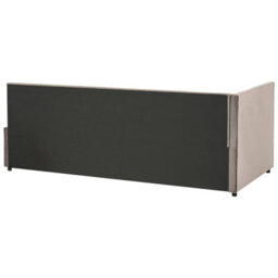 Wyld And Coco Eu Velvet Single Bed Taupe 3Ft - Quilted Vertical Motif, Slatted Base, Wooden Legs - thumbnail 6
