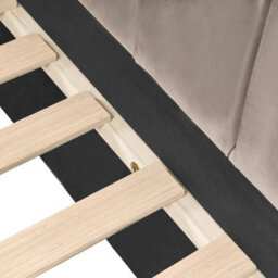 Wyld And Coco Eu Velvet Single Bed Taupe 3Ft - Quilted Vertical Motif, Slatted Base, Wooden Legs - thumbnail 8
