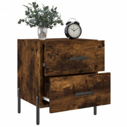 Berkfield Bedside Cabinet Smoked Oak 40X35X47.5 Cm Engineered Wood - thumbnail 4