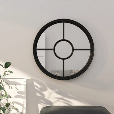 Berkfield Mirror Black 60X4 Cm Iron Round For Indoor Use - image 1