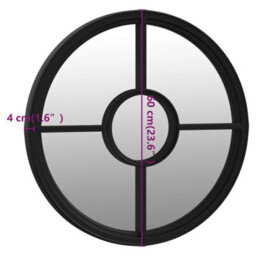 Berkfield Mirror Black 60X4 Cm Iron Round For Indoor Use - thumbnail 6