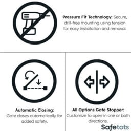 Safetots Elite Pressure Safety Gate, 188Cm - 197Cm, Matt Grey, Pressure Fit Stair Gate - thumbnail 4