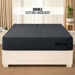 Aspire Homeware Charcoal Stripe Fitted Sheet 40Cm Extra Deep-100%microfiber Fitted Bed Sheets Double, (L)190Cmx(W)137Cm - thumbnail 6