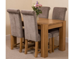 That's Furniture Kuba 125 X 80 Cm Chunky Oak Small Dining Table And 4 Chairs Dining Set With Washington Grey Fabric Chairs - thumbnail 1