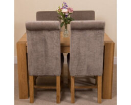 That's Furniture Kuba 125 X 80 Cm Chunky Oak Small Dining Table And 4 Chairs Dining Set With Washington Grey Fabric Chairs - thumbnail 2