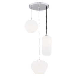 Luminosa Lighting Luminosa Kalimera Cluster Pendant Ceiling 3 Light Opal Matt, Chrome - thumbnail 1