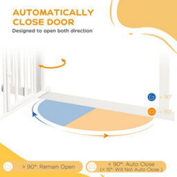 Pawhut Extra Tall Dog Gate With Cat Door Auto Close For Stairs 74-101 Cm Wide - thumbnail 5