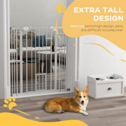 Pawhut Extra Tall Dog Gate With Cat Door Auto Close For Stairs 74-101 Cm Wide - thumbnail 8