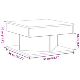 Berkfield Black Oak Coffee Table - 57X57X30 Cm - Engineered Wood - thumbnail 9