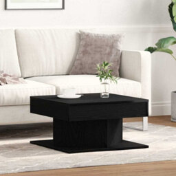 Berkfield Black Oak Coffee Table - 57X57X30 Cm - Engineered Wood - thumbnail 4