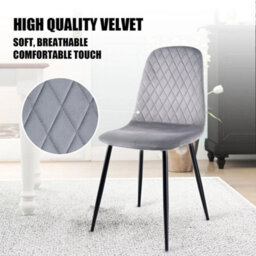 4Pcs Dining Chairs Set Leather Padded Seat Metal Leg - thumbnail 5