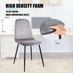 4Pcs Dining Chairs Set Leather Padded Seat Metal Leg - thumbnail 4
