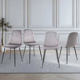 4Pcs Dining Chairs Set Leather Padded Seat Metal Leg - thumbnail 1
