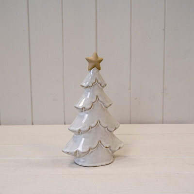 Four Candle Satchville Stone Glazed Ceramic Christmas Tree With Star - image 1