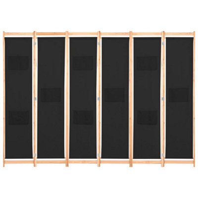 Berkfield Stylish 6-Panel Room Divider Black 240X170X4 Cm Fabric - image 1