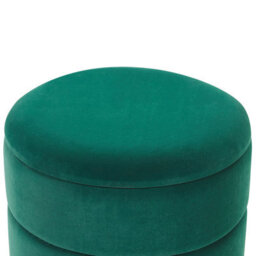 Beliani Storage Pouffe In Dark Green Velvet With Gold Iron Base, Round - 37Cm Diameter, 42Cm Height - thumbnail 5