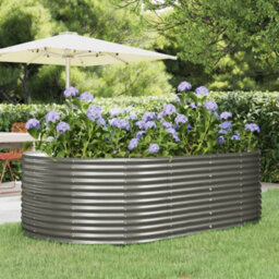 Berkfield Durable Garden Planter Grey 212X140X68 Cm Powder-Coated Steel - thumbnail 2