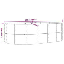 Berkfield Durable Garden Planter Grey 212X140X68 Cm Powder-Coated Steel - thumbnail 6