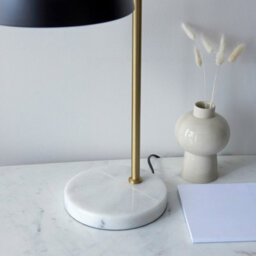 Luminosa Lighting Luminosa Buchanan Table Lamp Matt Black, Antique Brass Plate, Grey Marble, 1X E27 - thumbnail 3