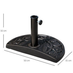 Outsunny 9Kg Half Round Parasol Umbrella Base Resin Outdoor Garden Furniture - thumbnail 3
