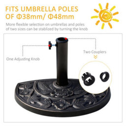 Outsunny 9Kg Half Round Parasol Umbrella Base Resin Outdoor Garden Furniture - thumbnail 6