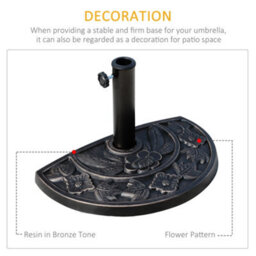 Outsunny 9Kg Half Round Parasol Umbrella Base Resin Outdoor Garden Furniture - thumbnail 4