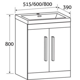 Plum&clay Novela Anthracite Grey Floor Standing Vanity Unit With Ceramic Basin Bathroom Furniture (W)800mm - thumbnail 7