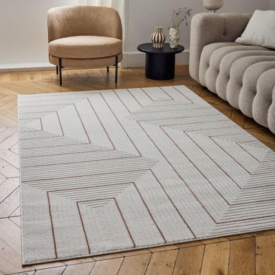 The Rugs Carmel Cream/terra Geometric Design Area Rug And Runner Non Shedding, Stain Resistant, Soft - image 1