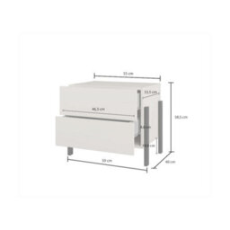 Arte Modern Cashmere Bedside Table 55Cm - Sleek Storage With Push-To-Open Drawers - thumbnail 4