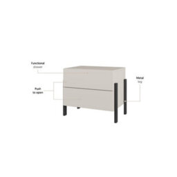 Arte Modern Cashmere Bedside Table 55Cm - Sleek Storage With Push-To-Open Drawers - thumbnail 5