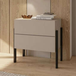 Arte Modern Cashmere Bedside Table 55Cm - Sleek Storage With Push-To-Open Drawers - thumbnail 6