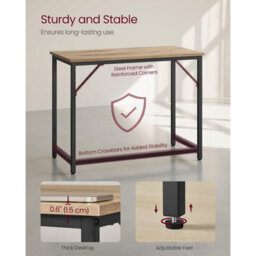 Songmics Study Table For Small Spaces, Work Desk With Clean Lines And Sleek Style, Camel Brown And Ink Black - thumbnail 4