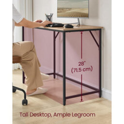 Songmics Study Table For Small Spaces, Work Desk With Clean Lines And Sleek Style, Camel Brown And Ink Black - thumbnail 3