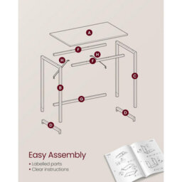 Songmics Study Table For Small Spaces, Work Desk With Clean Lines And Sleek Style, Camel Brown And Ink Black - thumbnail 5